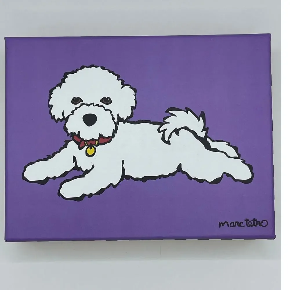 Marc Tetro Wristlet Wallet Bichon Dog Purple NEW Faux Leather Zip Around